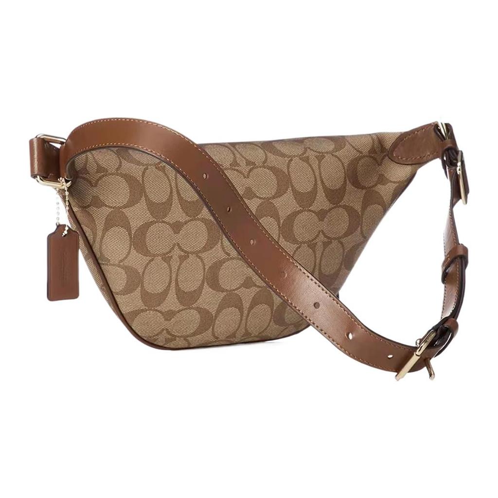 New COACH Coated Canvas With Leather Sling Bag, Shoulder Bag, Crossbody Bag, Fanny Pack Tubas Unisex Brown 48740-IME74