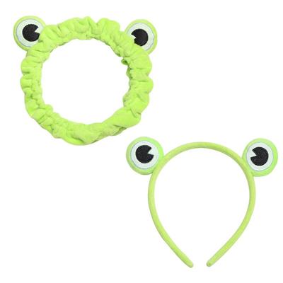 Girls Wide-brimmed Coral Fleece Makeup Headband Funny Frog Washing Face Hairband Skincare Hair Band
