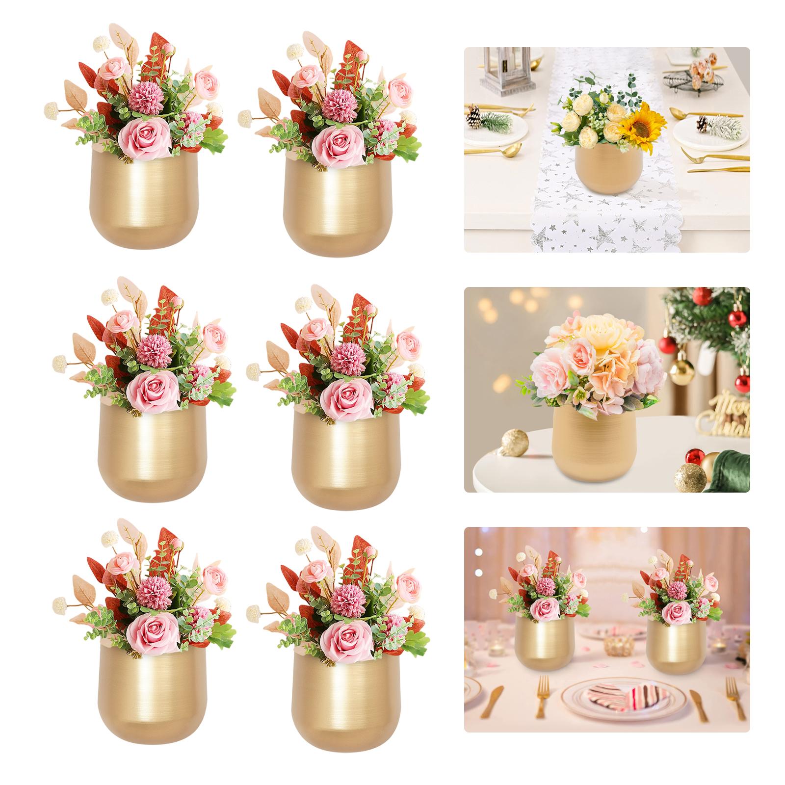 

6 Pcs Tabletop Iron Flower Vases,Gold Vintage Compote Vase 35.5*11.5*21cm for Decorative to Houses,Living Rooms золотой