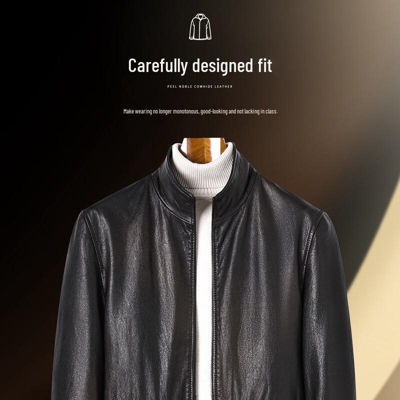 Futing Men's Retro Gilded Leather Jacket