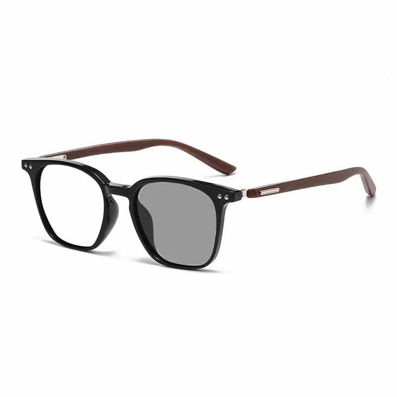 Fashionable Versatile Square Full Frame Photochromic Myopia Glasses Ultra Light Sturdy and Durable Short Sight Eyeglasses