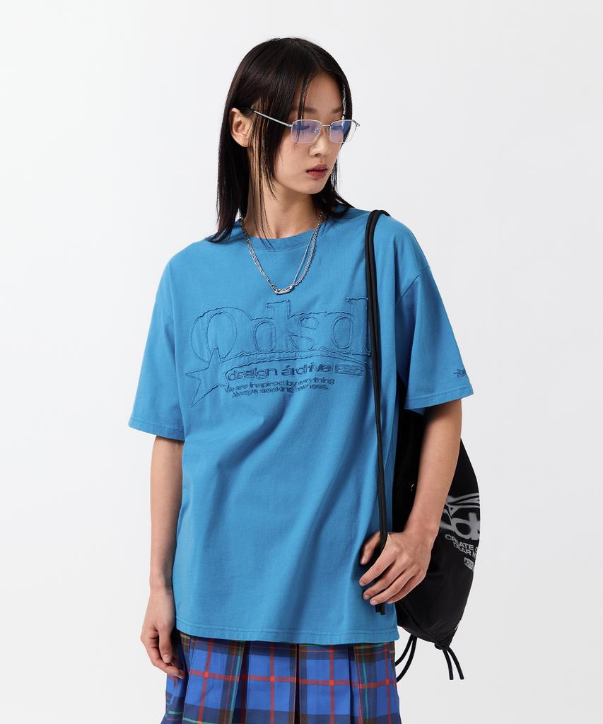 ODDSTUDIO Odsd Star Washed Oversized T-Shirt - Vintage Blue