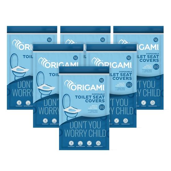 Origami Disposable Toilet Seat Covers Pack of 6 (10 Per Pack, Total 60 Sheets) | Hygienic Protection | No Direct Contact with Unsanitary Seats