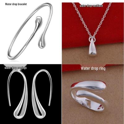 Stylish European & American 925 Silver-Plated Water Drop Earrings with Ear Hooks