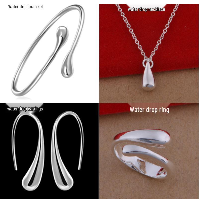 Stylish European & American 925 Silver-Plated Water Drop Earrings with Ear Hooks