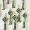 Christmas Macrame Keychain Heart-shaped Phone Lanyard Handmade Woven Tassel Wrist Strap Love Pendant Keychain