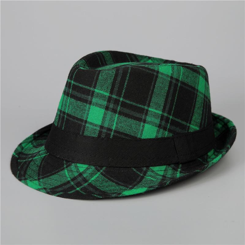 Short-brimmed Top Hat Men's and Women's Youth Autumn and Winter Fashion Plaid Jazz Hat Versatile Casual British Gentleman's Hat