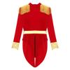 Women's Lion Tamer Costume Ringmaster Circus Fringe Epaulette Long Sleeve Velvet Jumpsuit Halloween Cosplay Party
