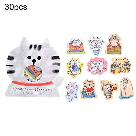 

30Pcs Adorable Attractive Stickers Creative Cats Elements Paper Suitcase Stickers for Hand Account серый
