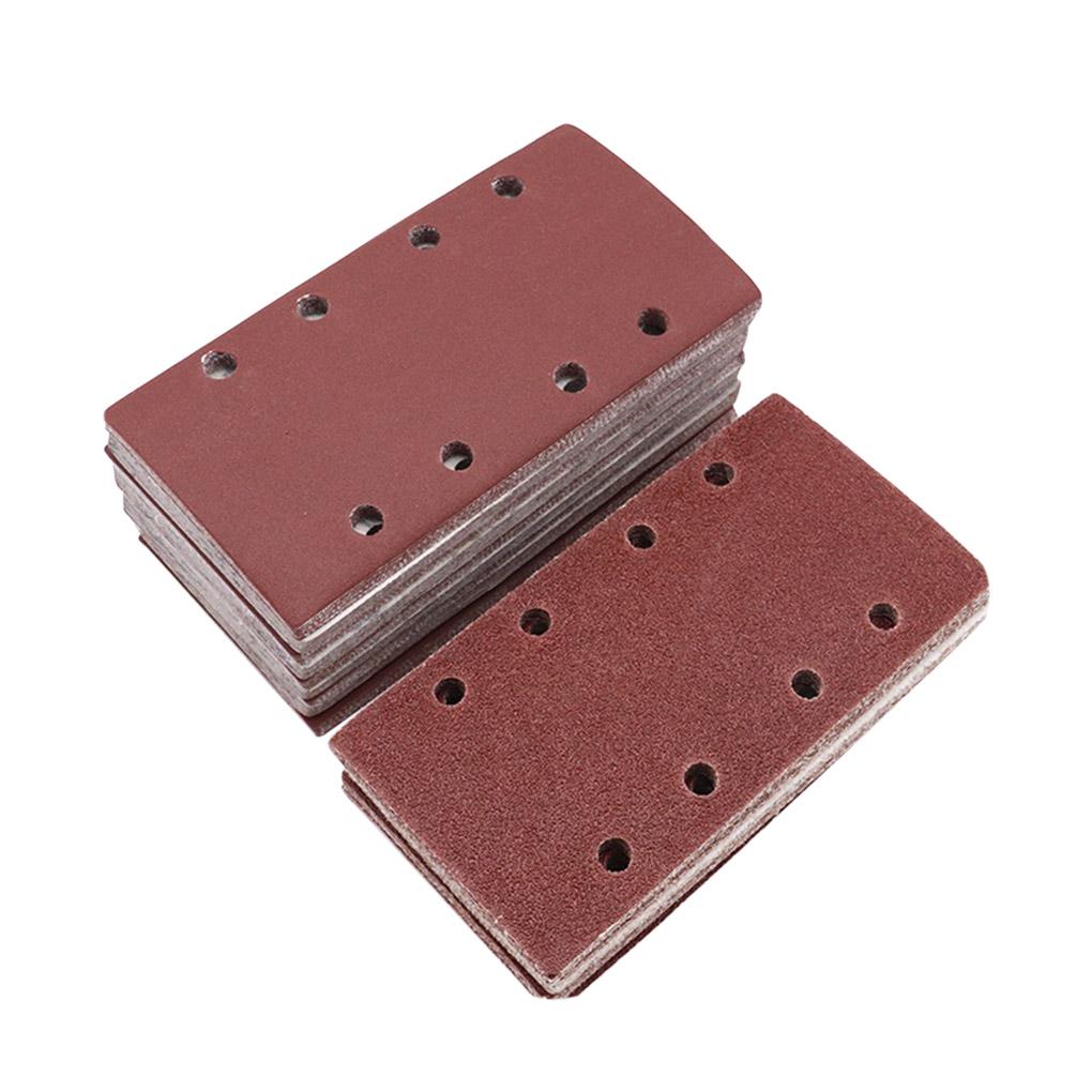 10pcs Self-adhesive Flocking 8-hole Abrasive Paper Wood Rectangle Sanding Polishing Paper 80 Grits