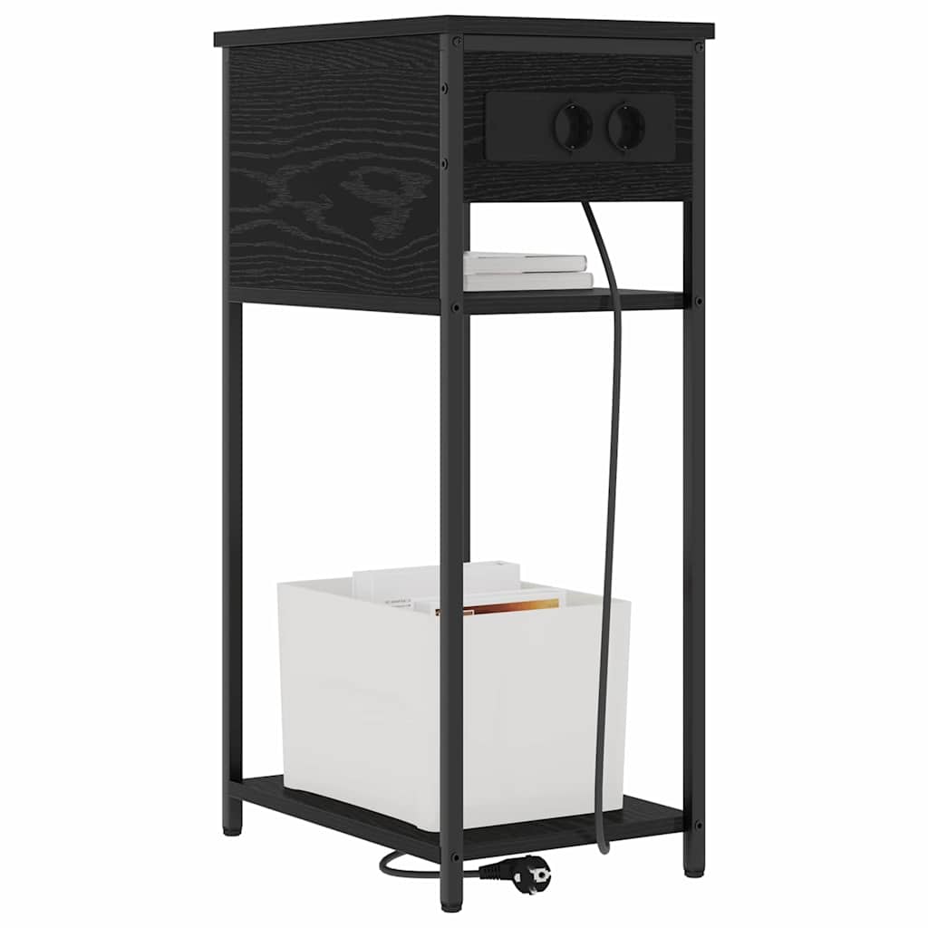 Nightstand Black Oak Look 41 X 28 X 76 Cm Engineered Wood