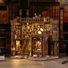 Retro DIY Wooden Dreamy Book Hall House Figurines Miniatures Kits With LED Lights Home Desk Decoration For Adult Handmade Gifts