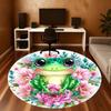 1PC Frog Flowers Office Round Area Rug, Under Office Chairs Bedroom Living Room Home Decor,Carpet for Office, -1110236