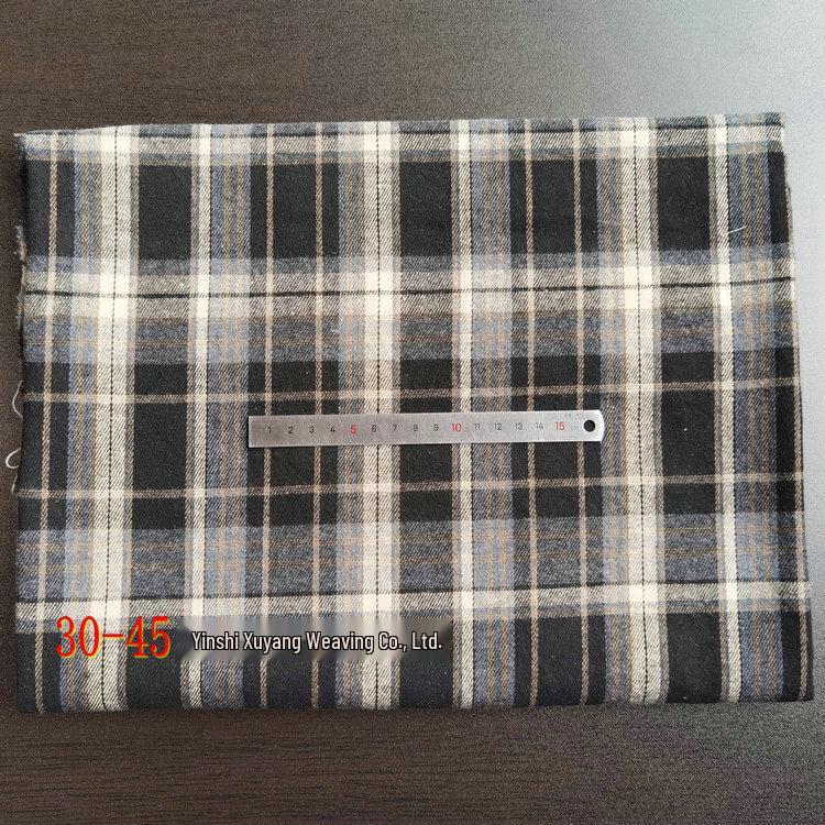Spot Color-Woven Plaid Jacquard Fabric for Children's Autumn/Winter Brushed Polyester-Cotton Shirts