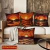 2D Retro Desert Sunset Cactus Throw Pillow Covers** Pattern Cushion Cover Suitable For Sofa Bedroom Car Pillow Cover