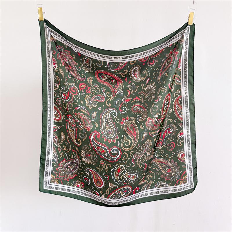 European and American ethnic style simulation silk high-end large square scarf silk scarf printed shawl decorative scarf sunscreen headscarf scarf