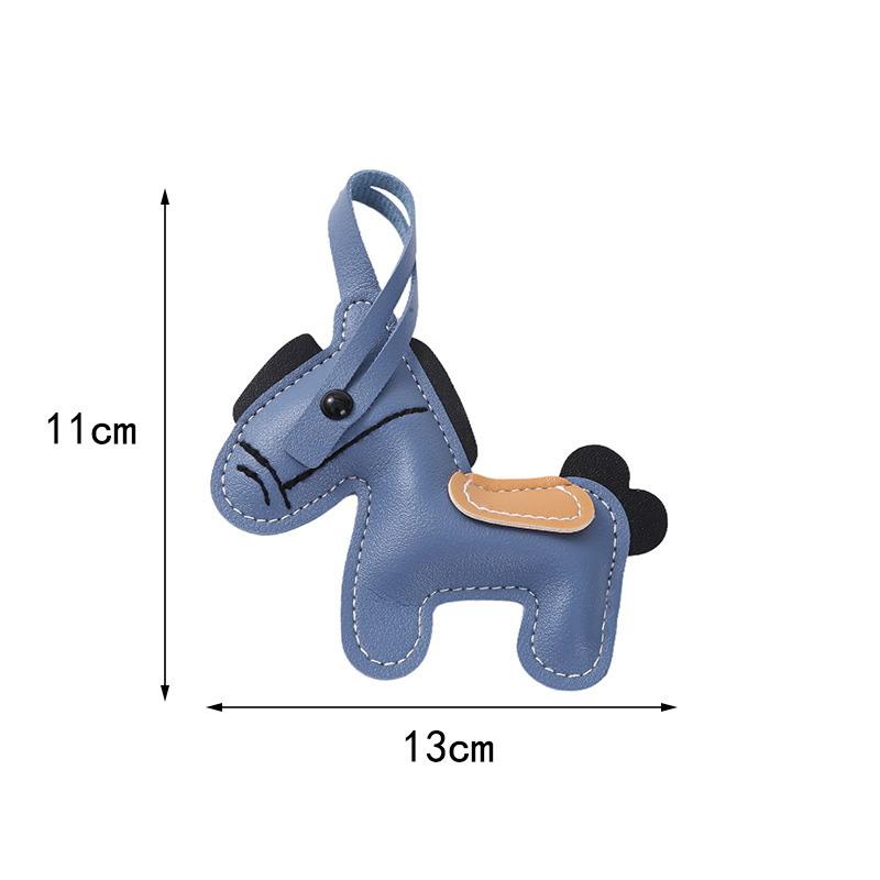 Cartoon Pu Leather Brown Pony Charms Keychain Pendant Women Keyring Cute Animal Bag Hanging Ornament Accessories Decoration Gift