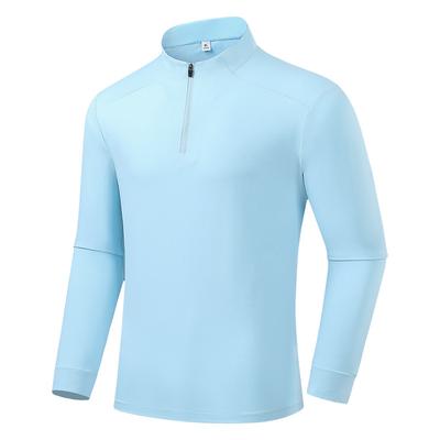 Sportowy T-shirt z długim rękawem do biegania, szybkoschnący, dla mężczyzn na wiosnę i lato, odzież sportowa z półzamkiem do treningu fitness dla mężczyzn, z długim rękawem