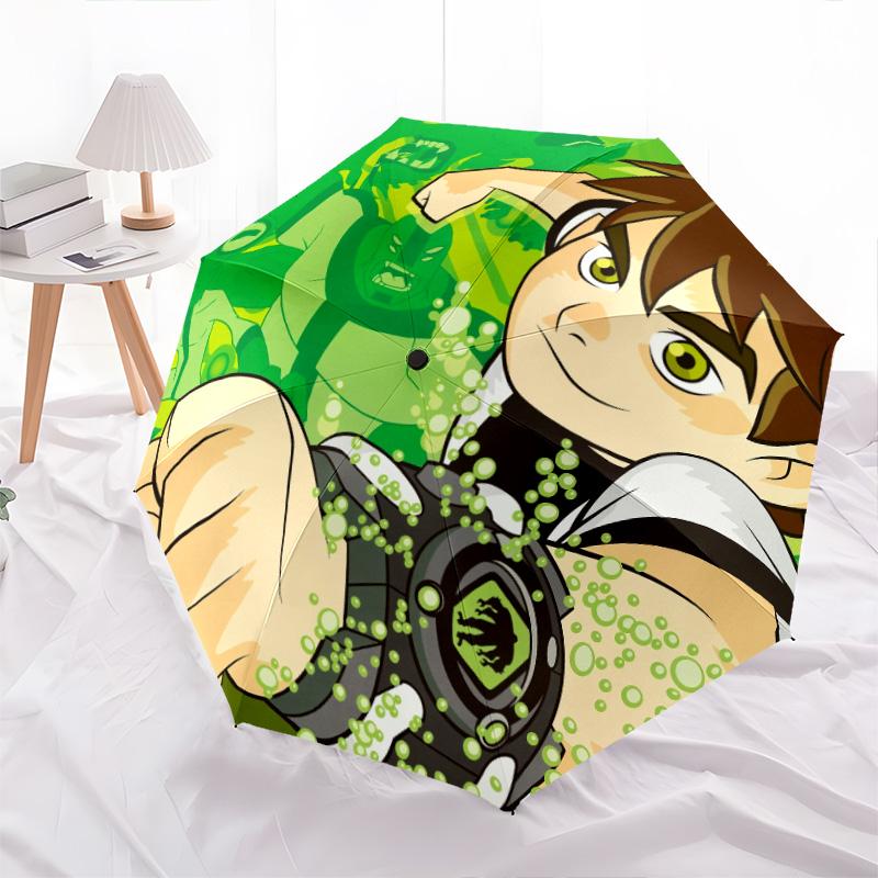 Ben 10  pattern, automatic folding umbrella, portable and foldable design, 8 ribs, a Christmas or birthday gift.