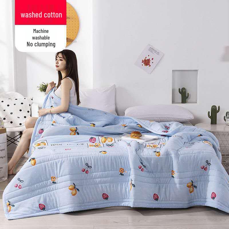 Washable Cotton Summer Quilt for Air Conditioning - Cool, Breathable, Thin Quilt for Kids and Adults