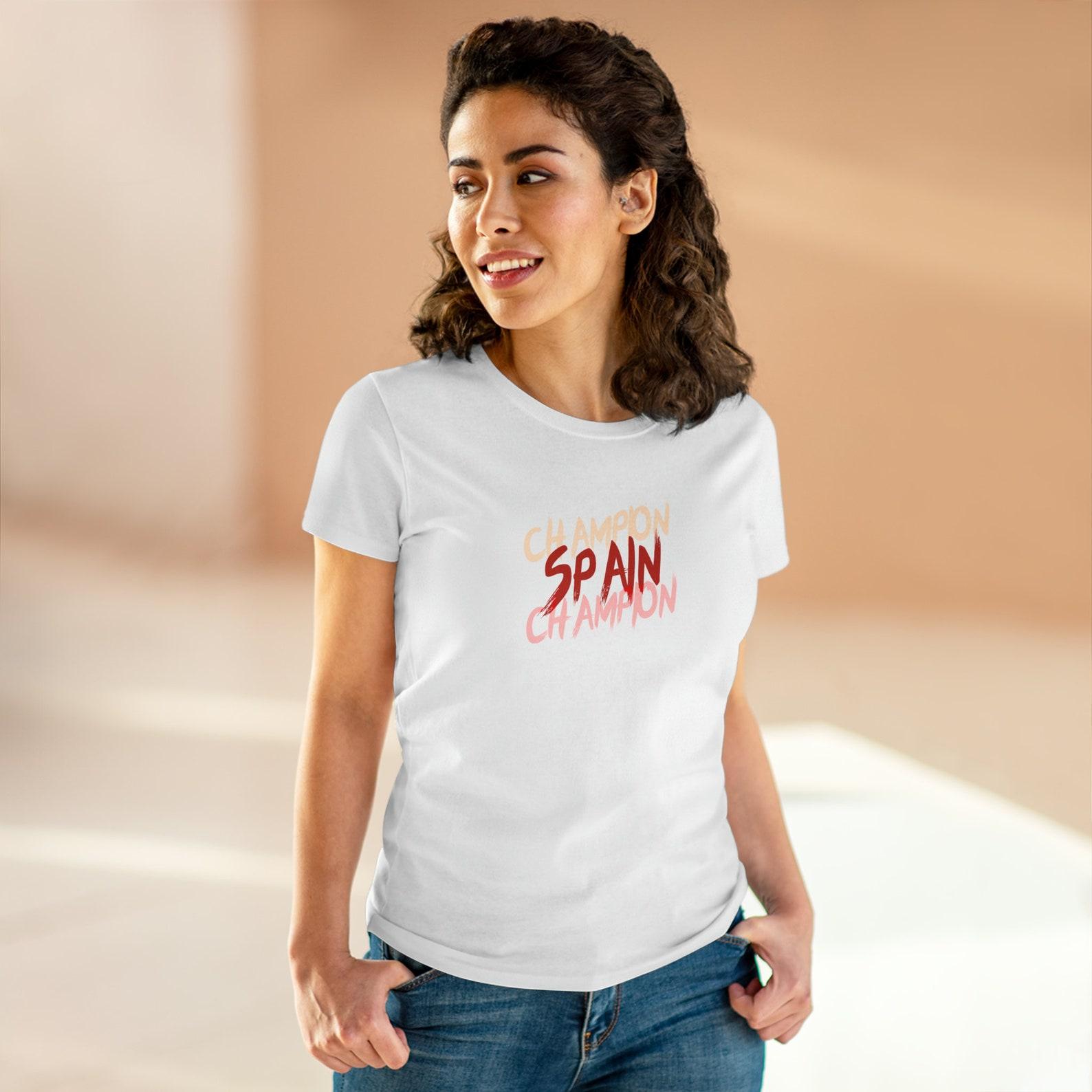 Spain Champion T-Shirt, Women s Semi-Fitted Cotton Tee S