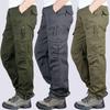Herren Trendige Outdoor Baumwoll Arbeitshose mit mehreren Taschen: Frühling/Herbst, Lockere Passform, Gerades Bein, Übergröße, zum Klettern & für Freizeitkleidung.