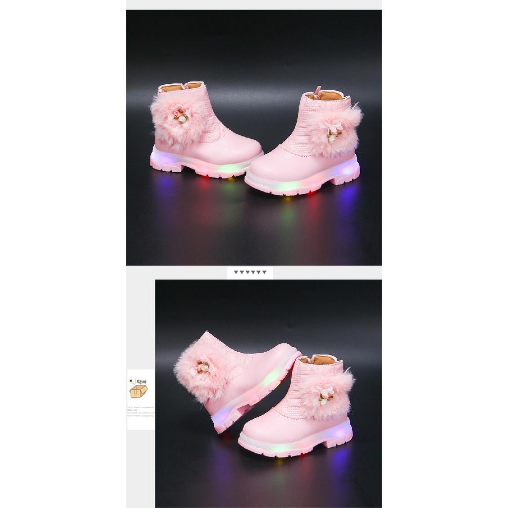 LUCKIDS LED boots for kids light up zip ankle boots for kids girls rubber shoes size 21-30