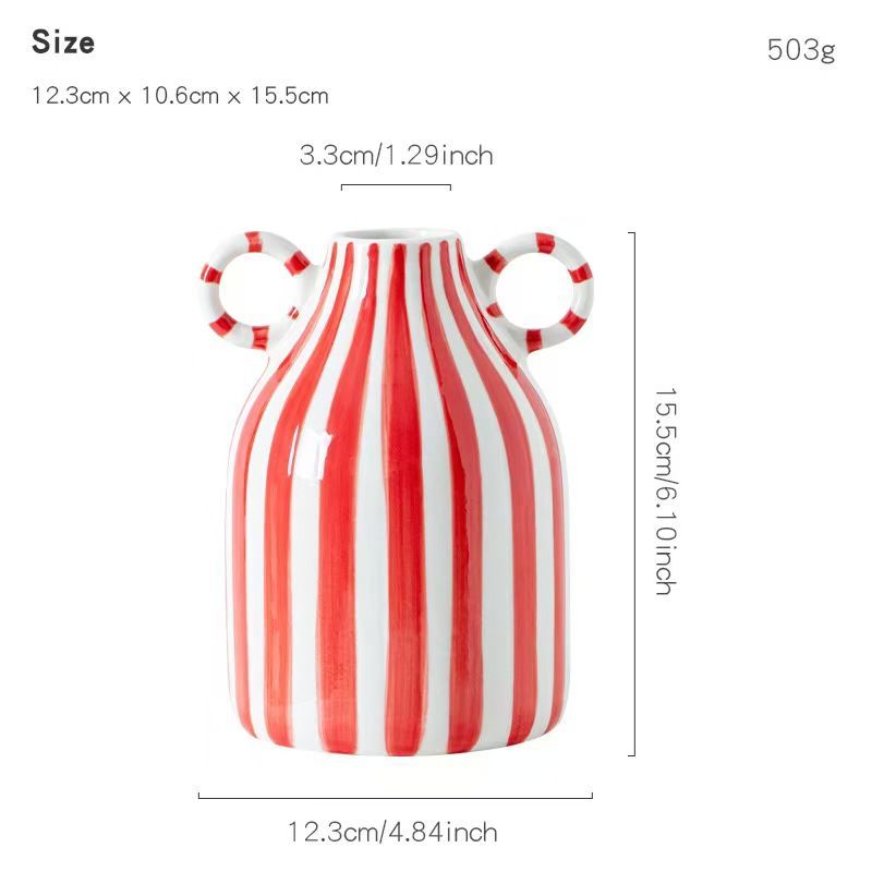 Colorful Hand‑Painted Ceramic Vase – Artistic Multicolor Striped Pottery for Home Décor & Boutique Display