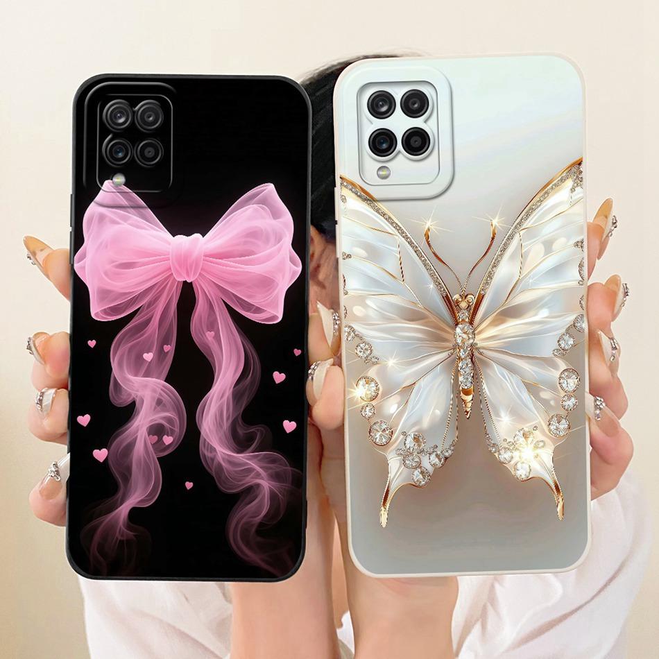 For Samsung Galaxy A12 M12 SM-A125F A127F Cute Cat Flower Butterfly Cartoon Phone Case Shockproof Soft Silicone Cases