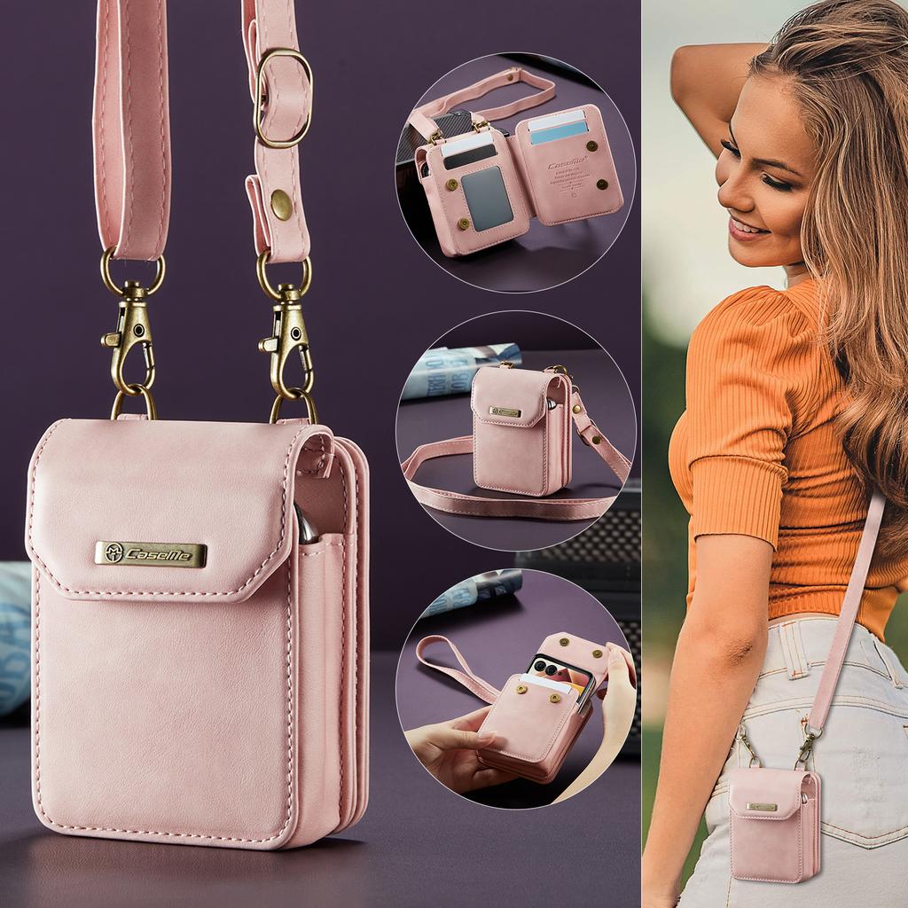Business Luxury Crossbody Magnetic Cards Solt Wallet Flip Leather Case For Motorola Razr 60 50 40 Ultra Long Lanyard Bag Cover