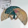 Straw Fan, Handmade Seaweed Fan, Wall Hanging Fan, Color Decorative Fan, Summer Hand Crank Fan, Futon Fan