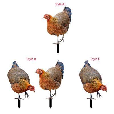 Hen Shape Garden Stake Decoration Yard Sign Patio Stakes Lifelike Chicken Sculpture for Porch Backyard Fence Outdoor Pathway