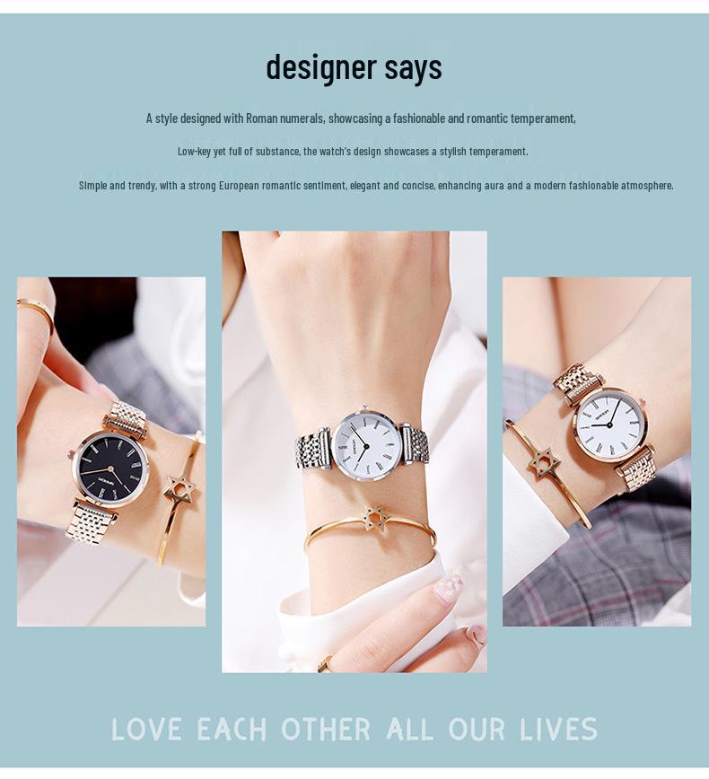 Sanda Trendy Diamond Roman Numeral Couple Watches - Steel Band, Waterproof Women's Wristwatch