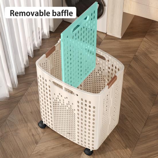 Yousheng Clothes Laundry Basket with Wheels Large Capacity Foldable Design Wheeled Hamper Storage Basket with Handle