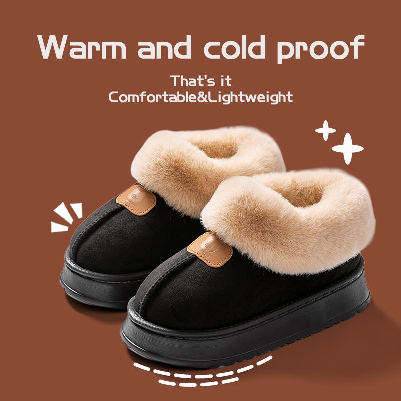 Cotton Slippers for Women Winter Snow Boots for Home and Indoor Warmth with Plush Thick Sole Couple Slippers