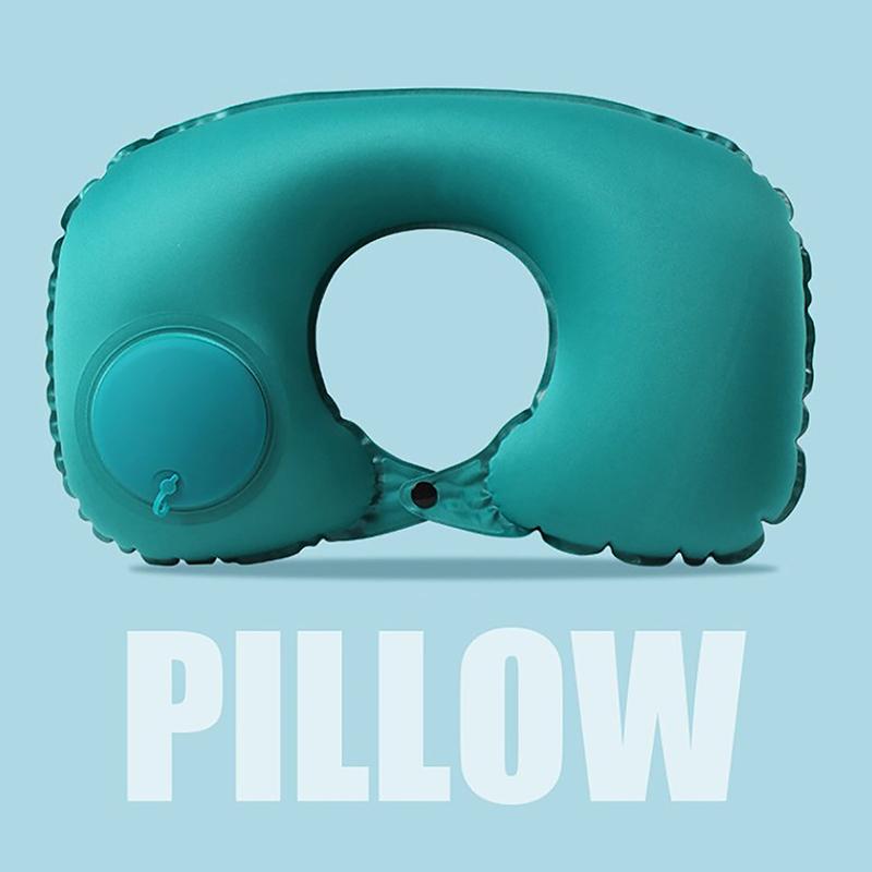 U-Shaped Inflatable Travel Pillow Portable Air Pillow Neck Support Cushion Comfortable Sleeping Pillow Press To Inflate Pillow