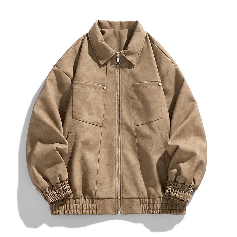 Men's PU Leather Jacket - Versatile Solid Color for Spring and Autumn