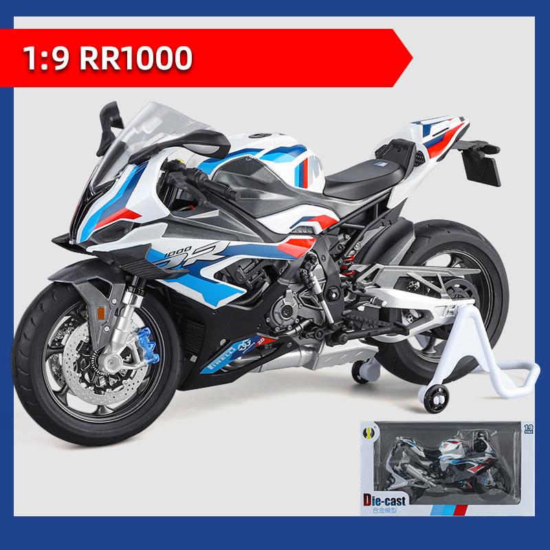 New 1/9 BWM S1000RR Large Size Simulation Alloy Motorcycle Model Shock Absorbers Carrying Lighting Collection Toy Car Kid Gift