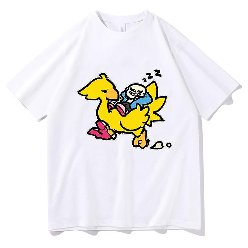Sans and Chocobo Graphic T-shirts Unisex Fashion Cotton Tshirts Unisex Streetwear Hip Hop Cotton Loose Men/Women T Shirt Clothes