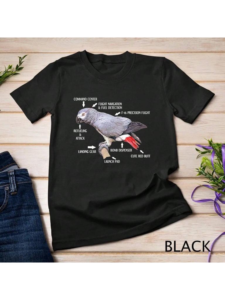 Anatomy Of An African Grey Parrot T Shirt Funny Bird