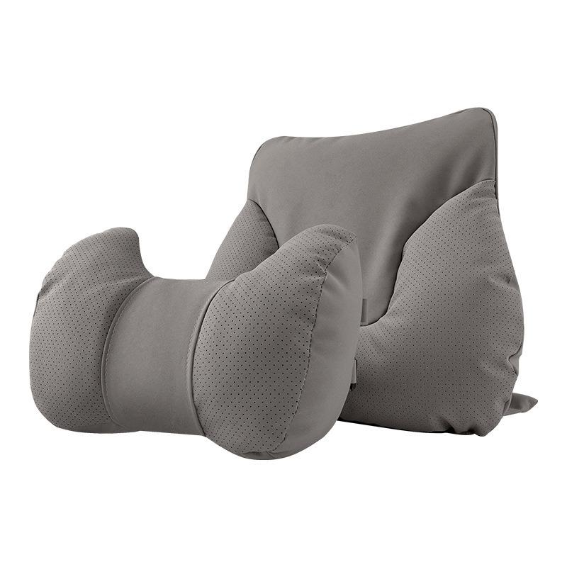 Luxury Suede Comfortable Car Neck Pillows Soft Car Waist Pillow Travel Auto Accessories Car Headrest and Lumbar Support Cushion