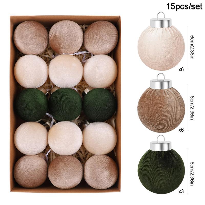 6cm 15pcs Velvet Christmas Balls Ornament for Xmas Tree Hanging Pendant 2025 Christmas Decoration For Home New Year Party Supply