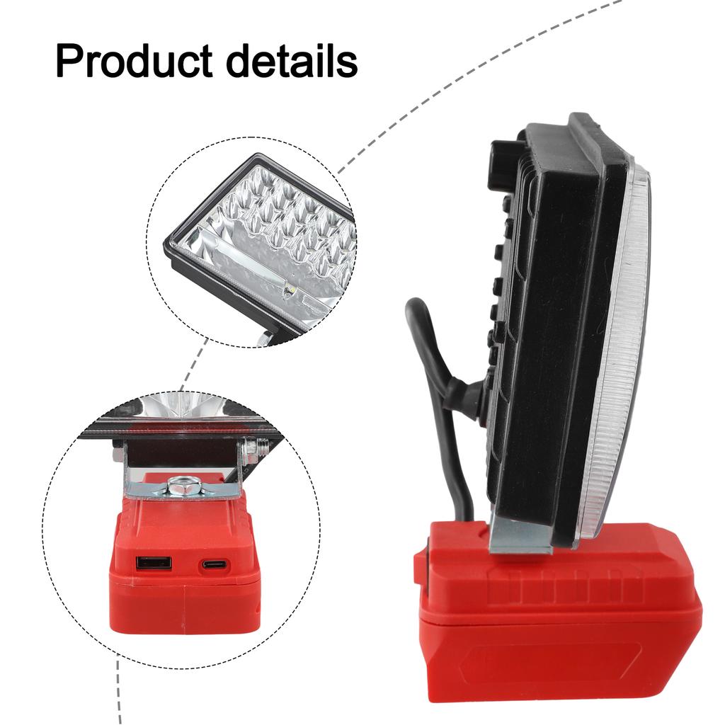 Adjustable Brightness Cordless Work Light Work Scenarios Outdoor Events Use Rotatable Light Vehicle Maintenance