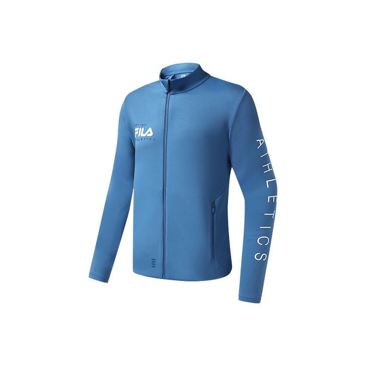 FILA Athletics Series Solid Color Stand Collar Zipper Pocket Jacket Men jackets Flash-Butterfly-Blue A11M311501F-DB
