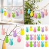 6Pcs Easter Party Decorations Rabbit Eggs Hanging Ornament With Strings For Wall Home Classroom Activities