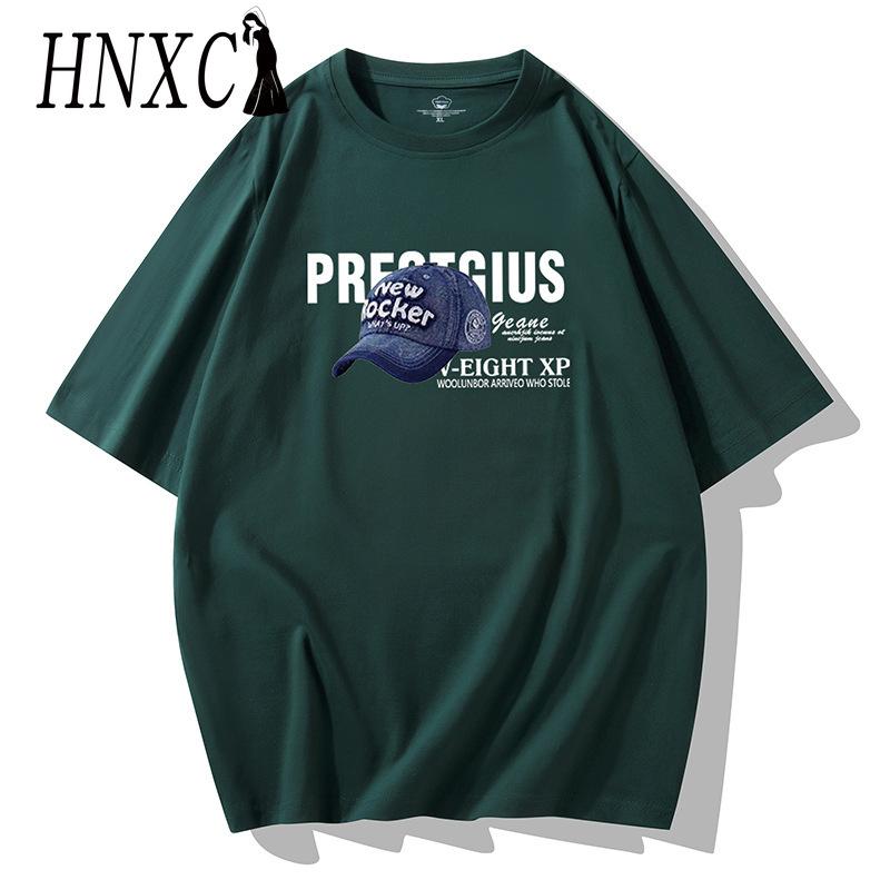 HNXC Cotton Short Sleeve T-shirt Men's Fashion Loose Half Sleeve Shirt Printed Compassionate Shirt