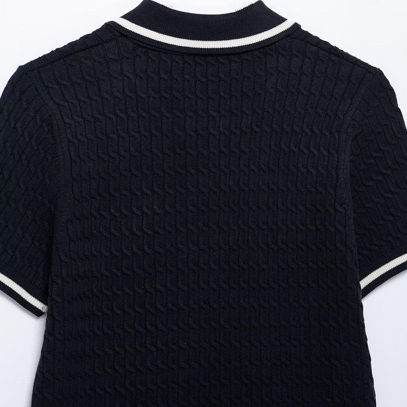 Kaslead New Arrival Women's Clothing Fashion Style Fashion Minimalist Eight-Strand Knitted Polo Shirt Collar Knitting 6771054