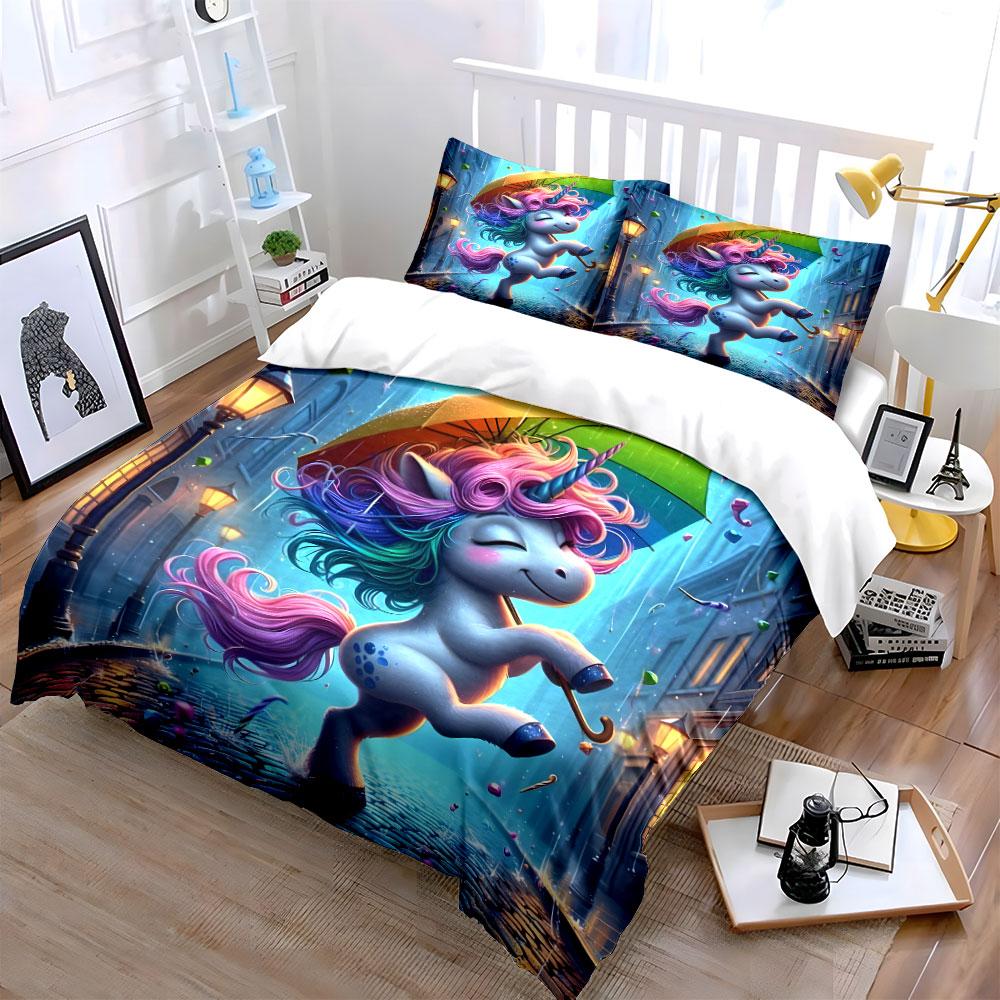 """Buntes Einhorn Bettwäscheset" Bettwäsche Bettbezug-Set Bettbezug Kissenbezüge""" (1 * Bettbezug 2 * Kissenbezüge, ohne Bettdecke)