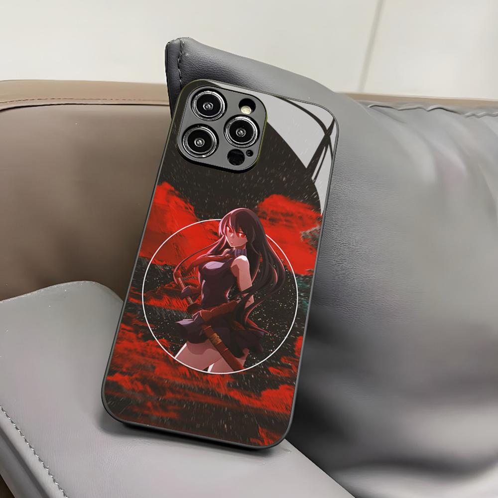 

Anime Akame Ga Kill Logo Phone Case for Iphone 17 Air 16 15 14 12 11 13 Pro Max Mini X Xr Xs Puls Black Glass Cover iPhone 15 Pro