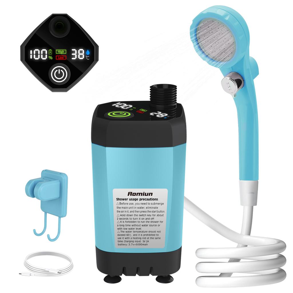 Camping Shower Pump RV Outdoor Shower Kit Camp Shower Intelligent Digital Display Adjustable Shower